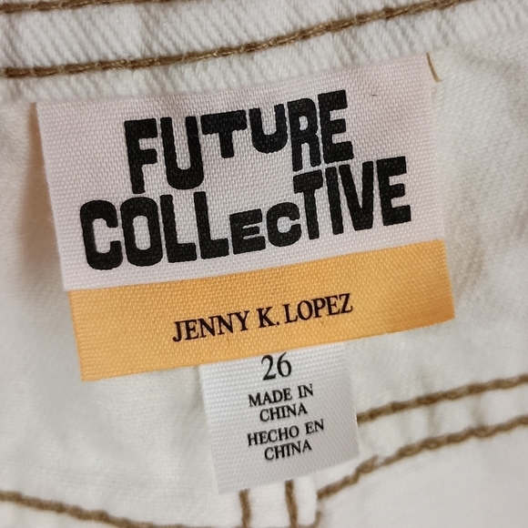 NWT Future Collective Jenny K Lopez Collection High Rise Wide Leg Jeans in Ecru. - Picture 6 of 7